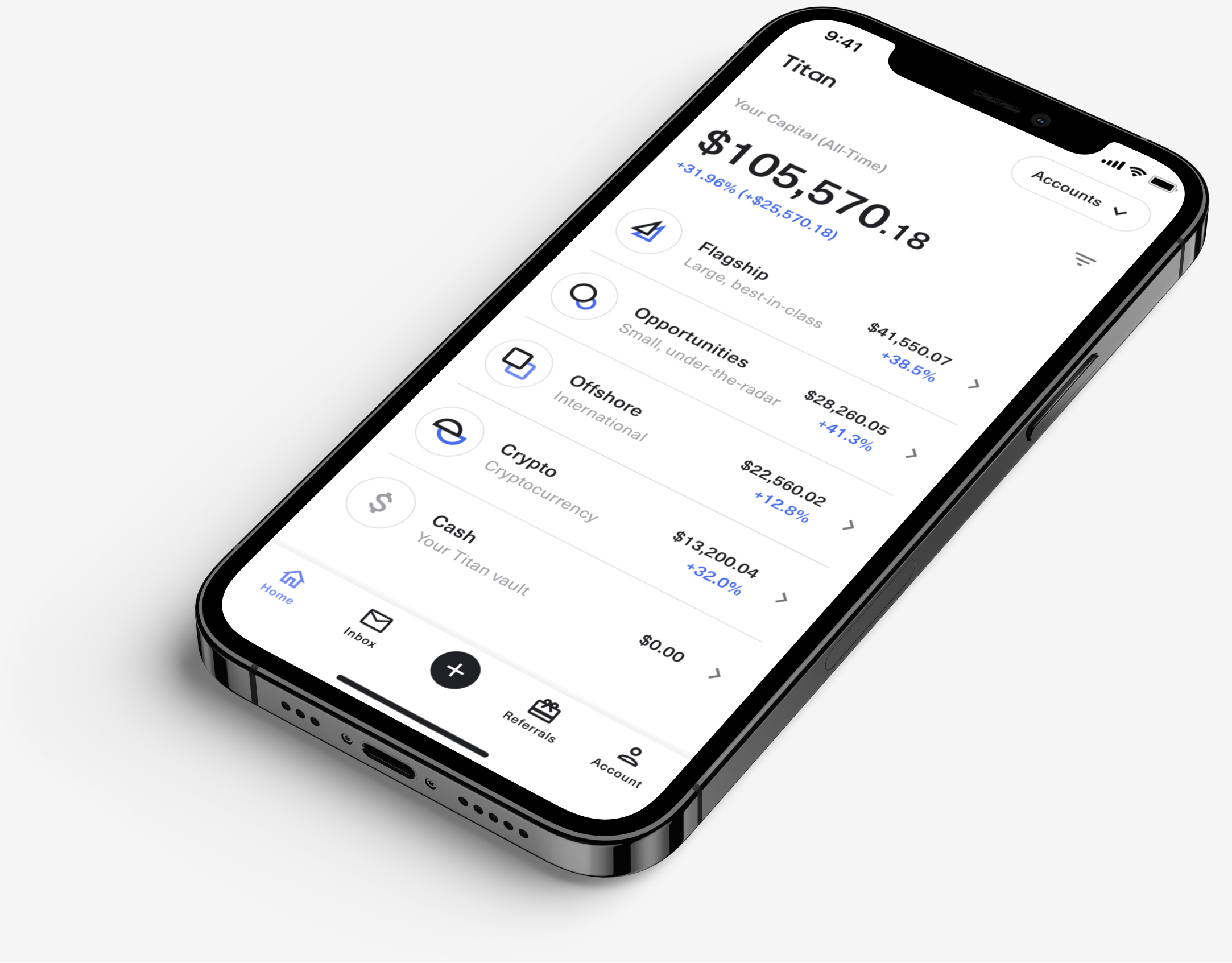 Titan mobile app showing how to manage your investments.